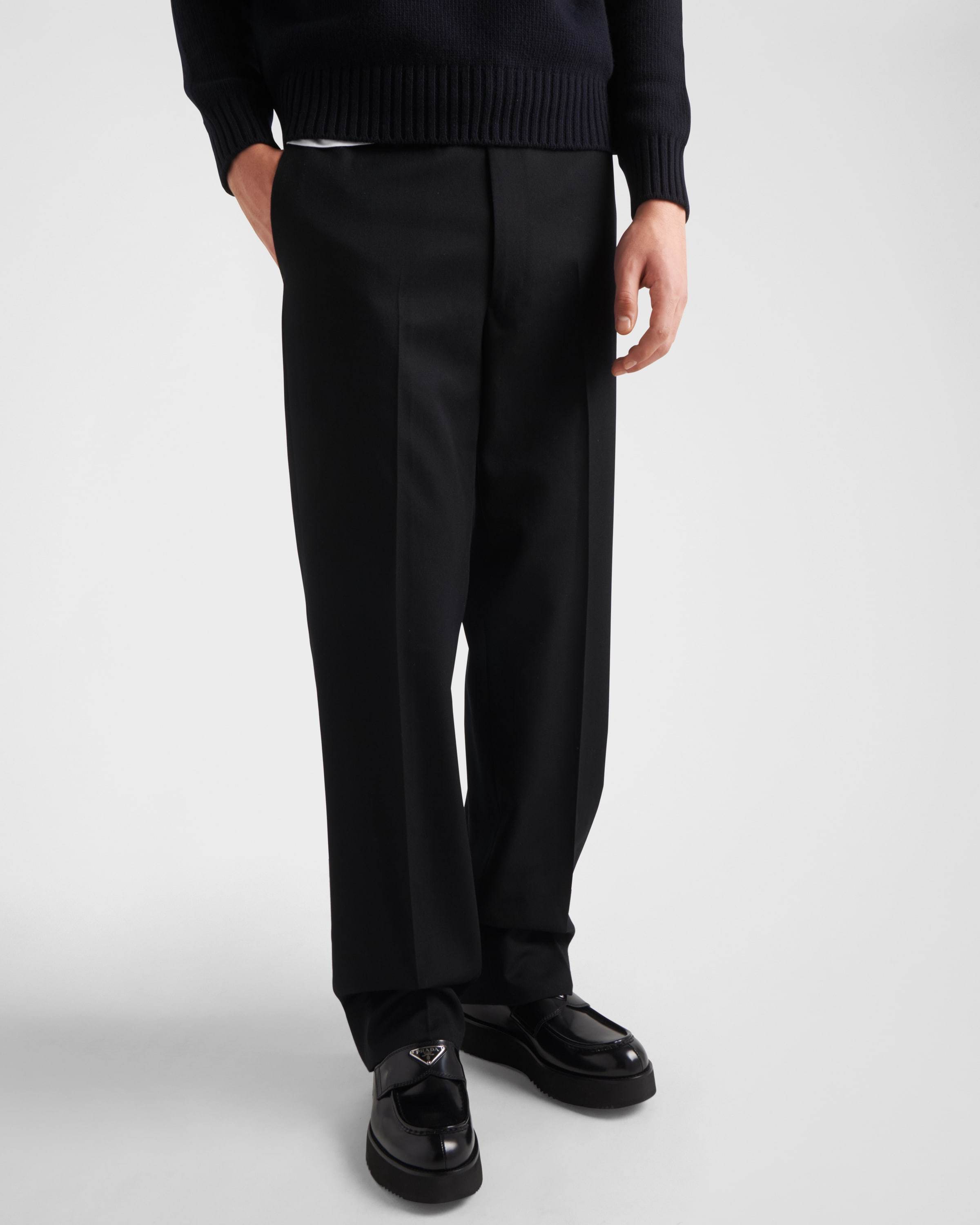Prada Men Mocassini Platform In Pelle Spazzolata In Black