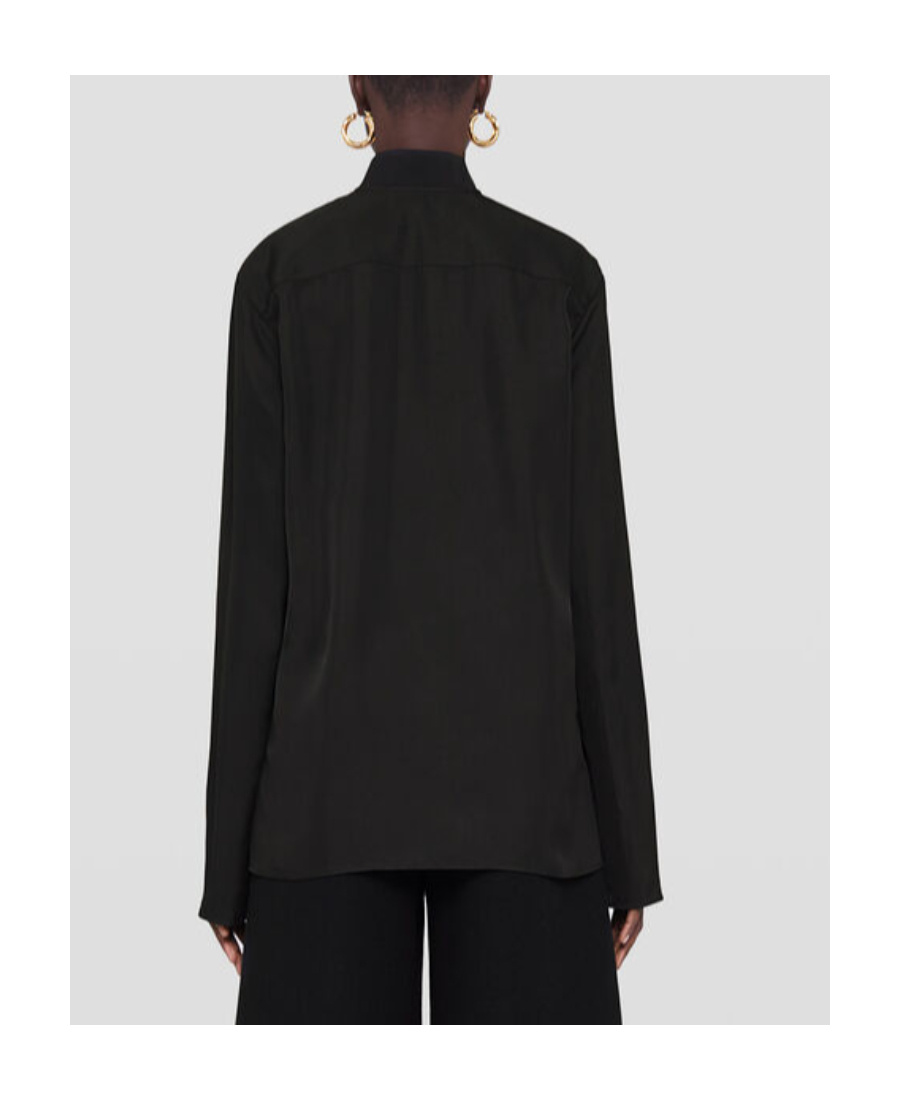 Jil Sander Zip-up Twill Shirt In Black
