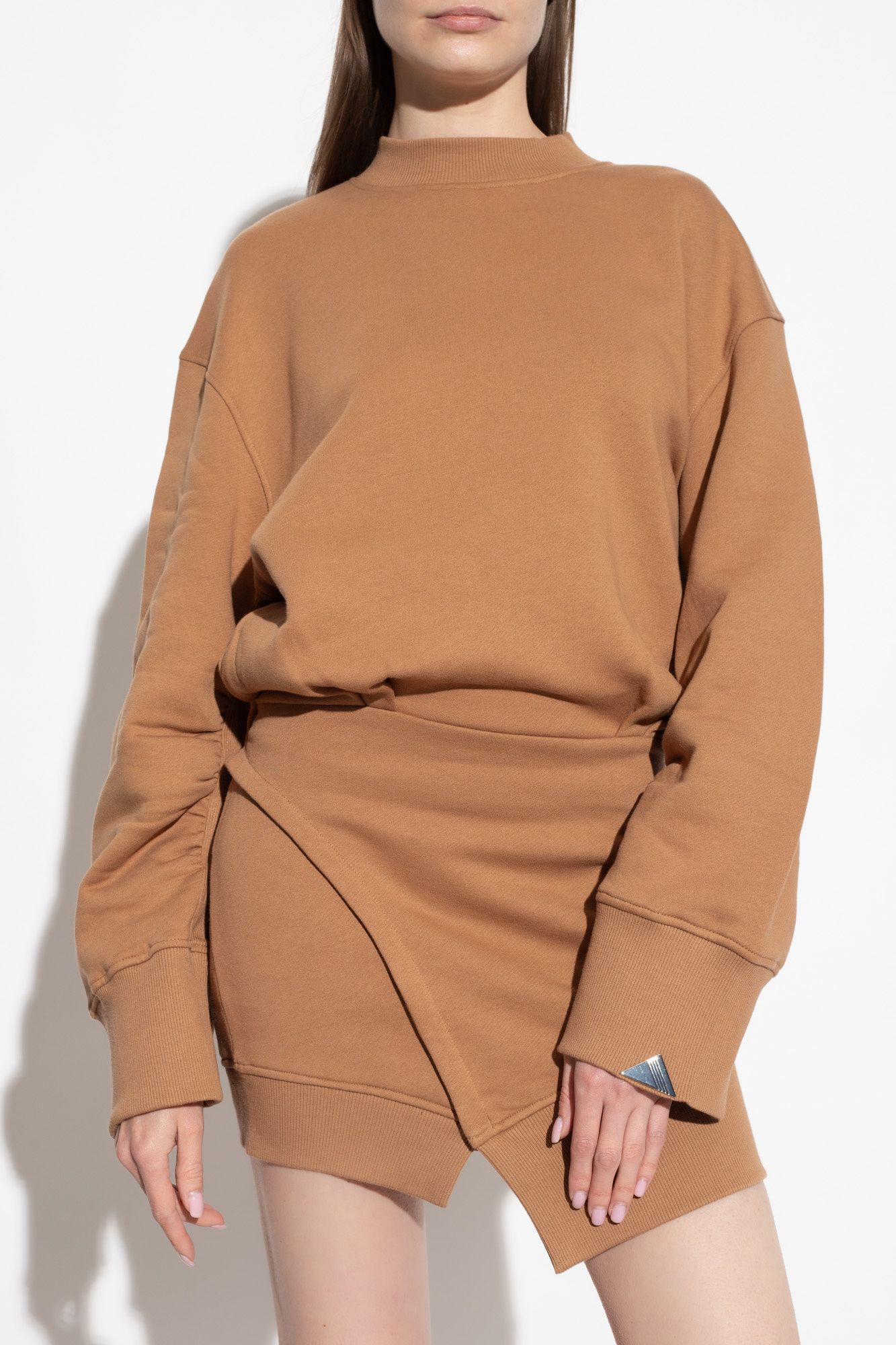 Attico The Drop Shoulder Asymmetric Mini Dress In Pink