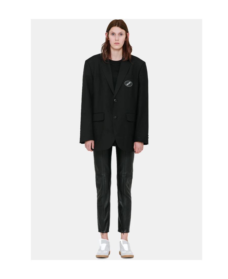 We11 Done Oversized Logo Blazer In Black