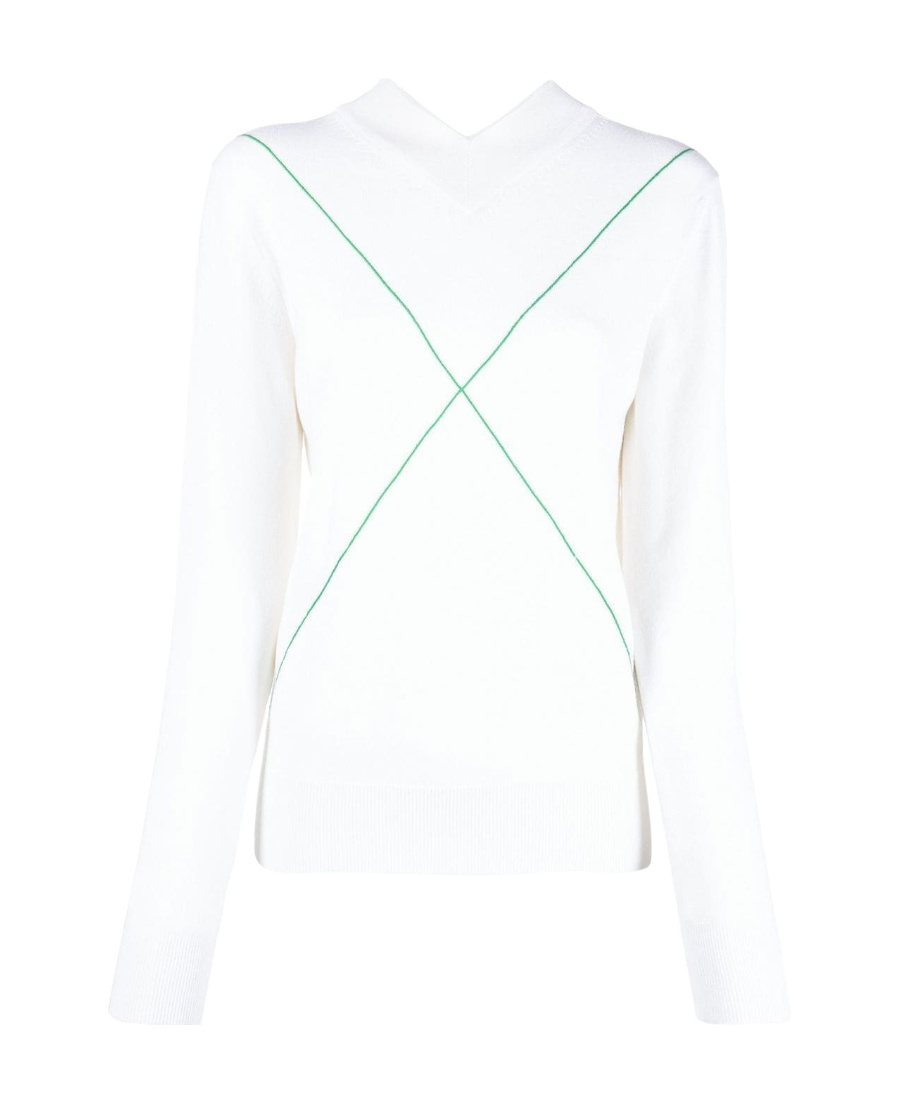 Bottega Veneta Contrast-stitch Jumper In White