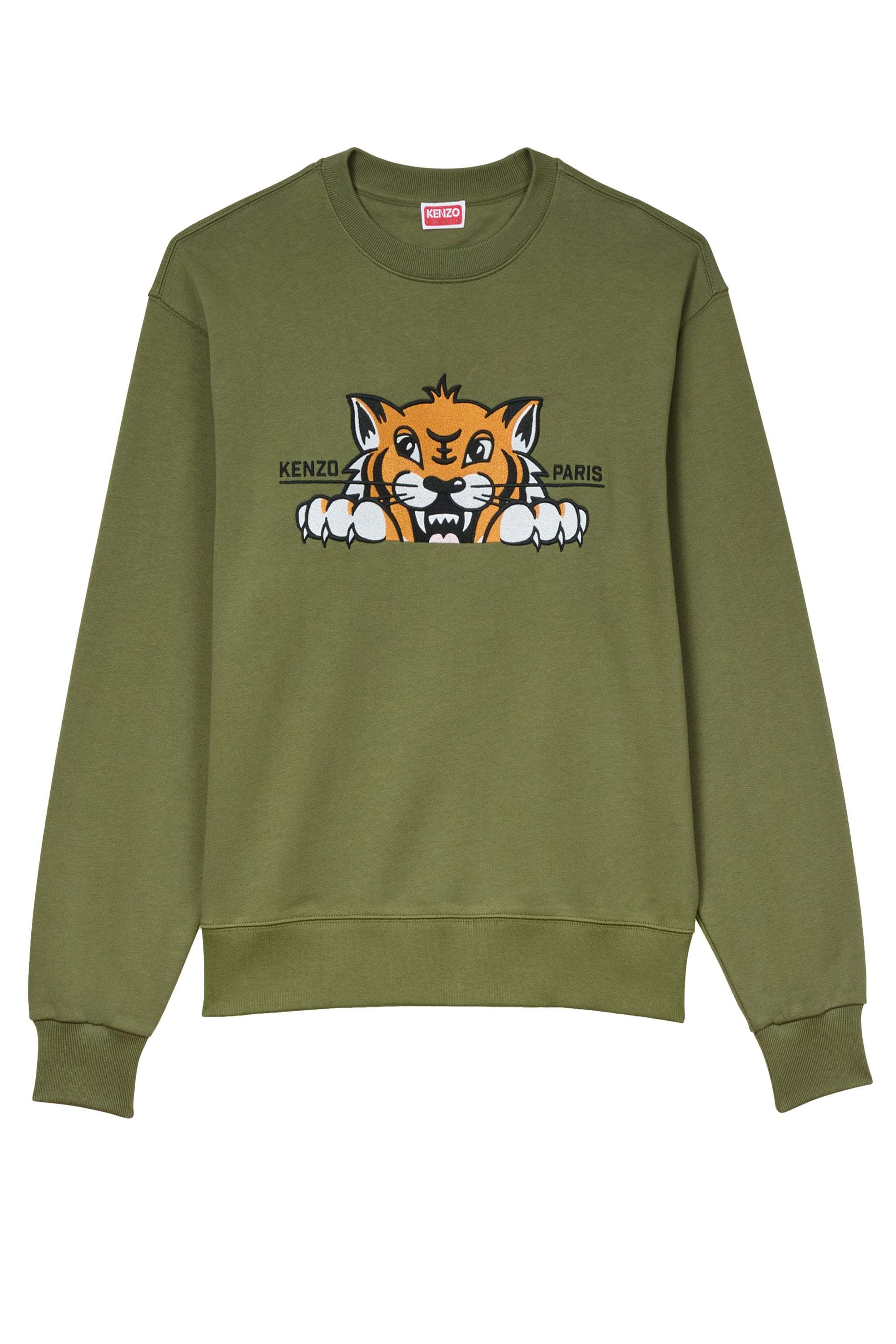 Kenzo Happy Tiger Slim Sweatshirt In Brown