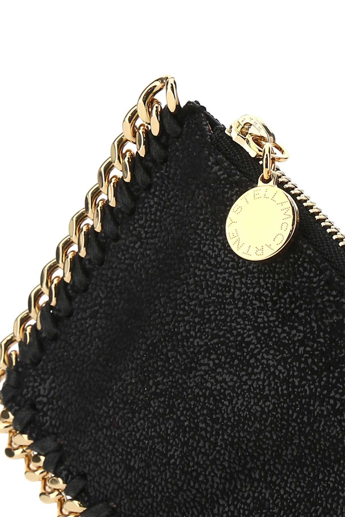 Stella Mccartney Slate Shaggy Deer Falabella Card Holder In Black