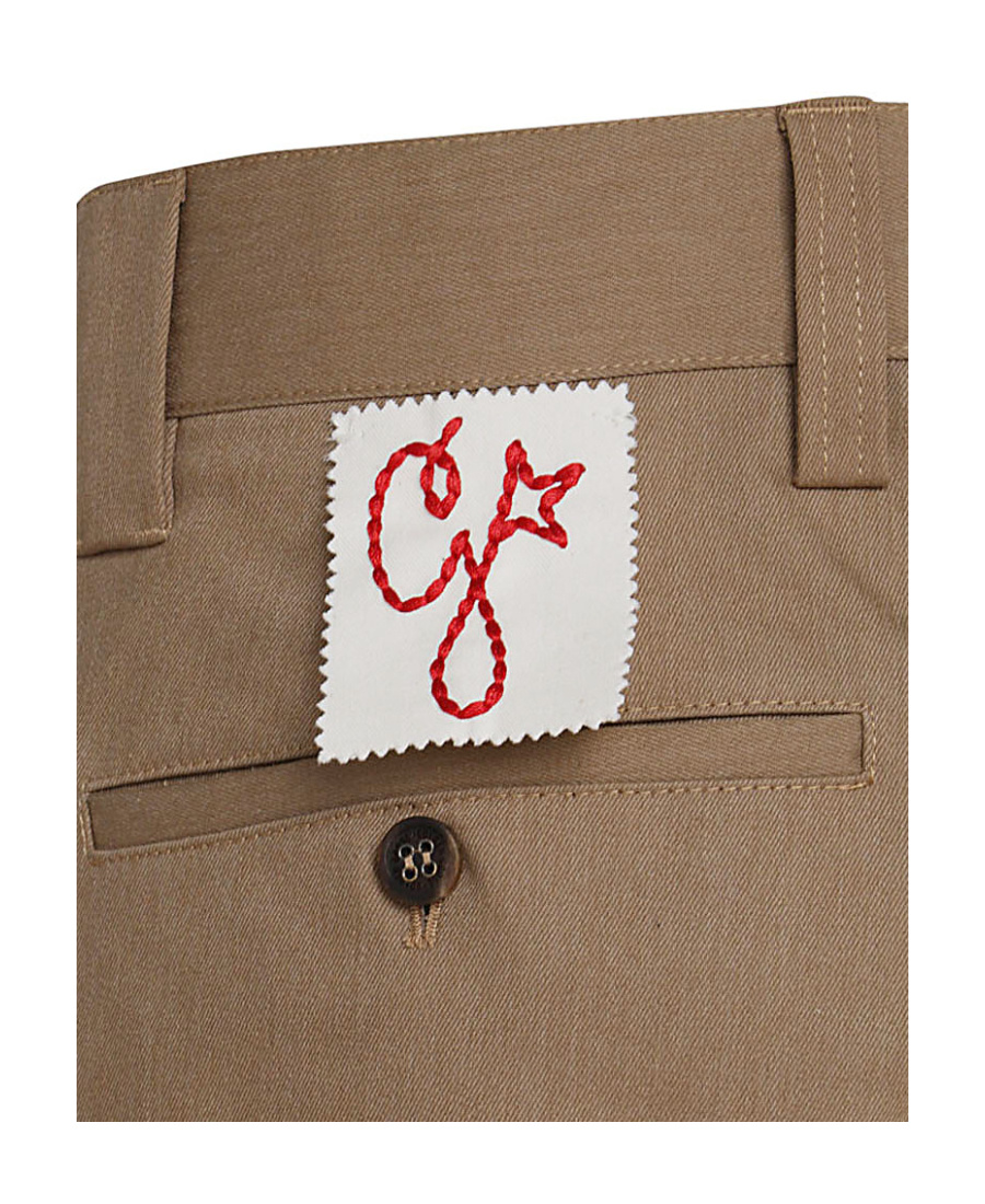 Golden Goose Khaki Beige Cotton Blend Trousers In Brown