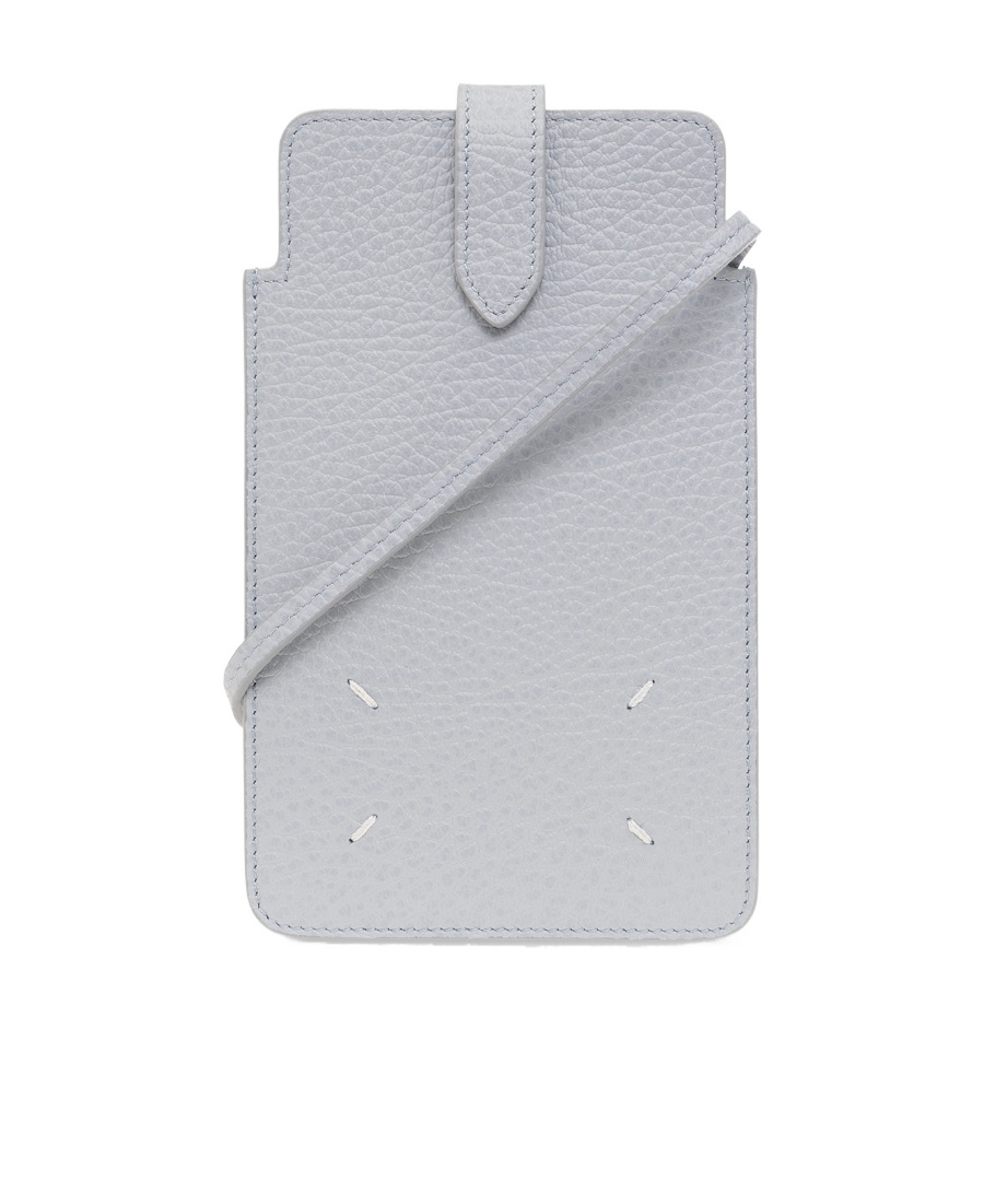 Maison Margiela Neck-strap Leather Phone Case In Gray