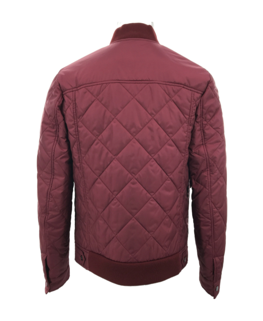 Ferragamo Quilted Cotton Suit With Standing Collar In Red