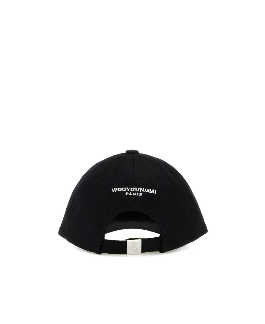 Wooyoungmi Black Baseball Cap With Logo Print On The Front And Logo Lettering On The Rear In Black