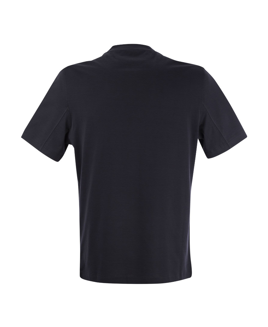 Brunello Cucinelli Crew-neck Basic Fit Cotton Jersey T-shirt With Print In Black