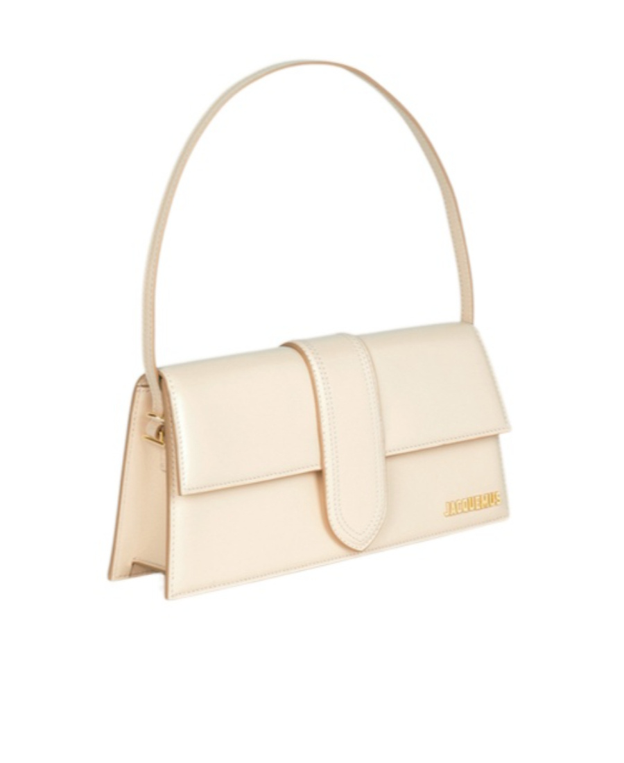 Jacquemus Le Bambino Long Leather Shoulder Bag In White