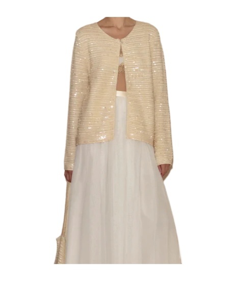 Bode Sequin Spotlight Swing Cardigan - Ivory In White