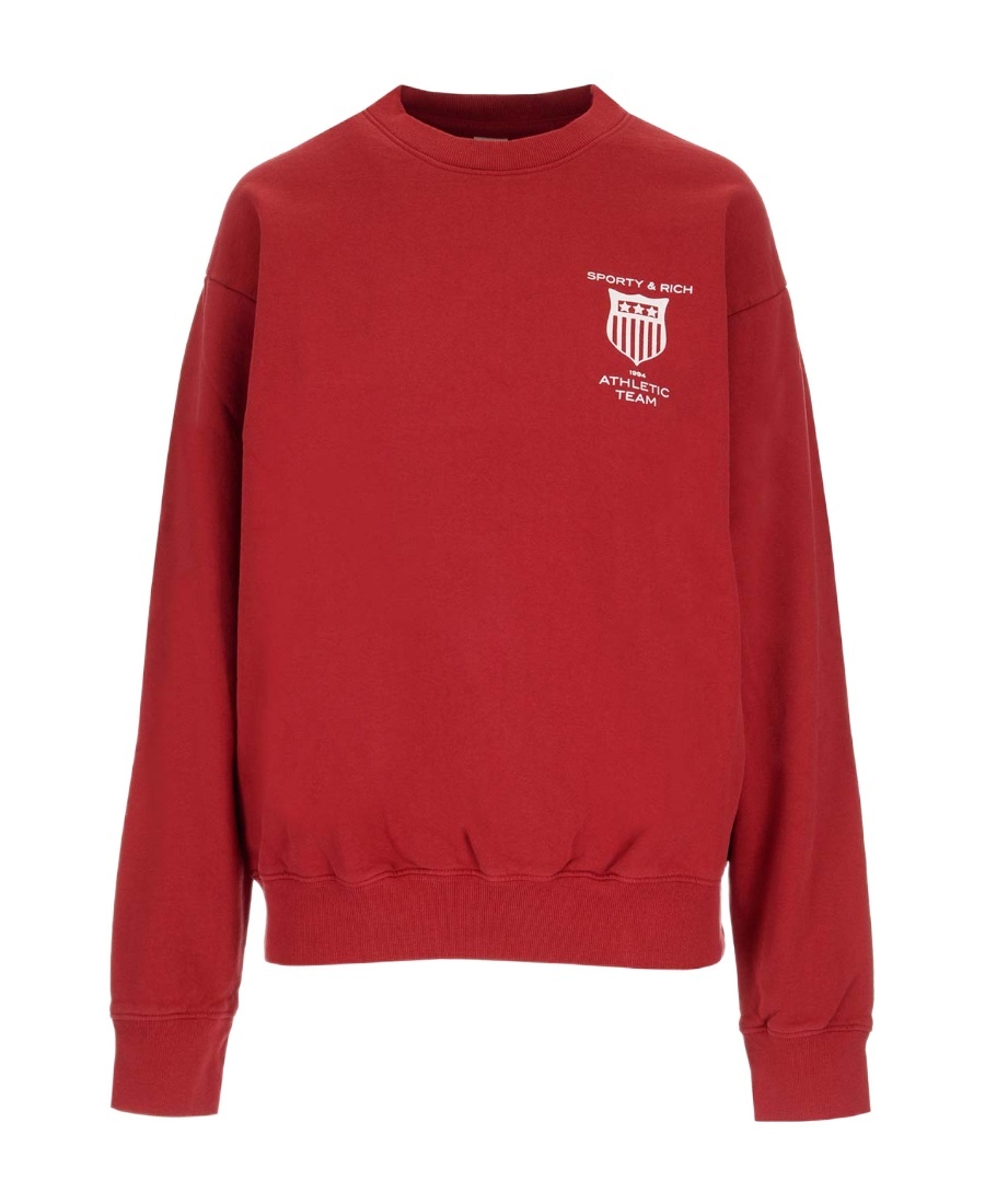 Sporty And Rich Logo Pullover Sweater In Red