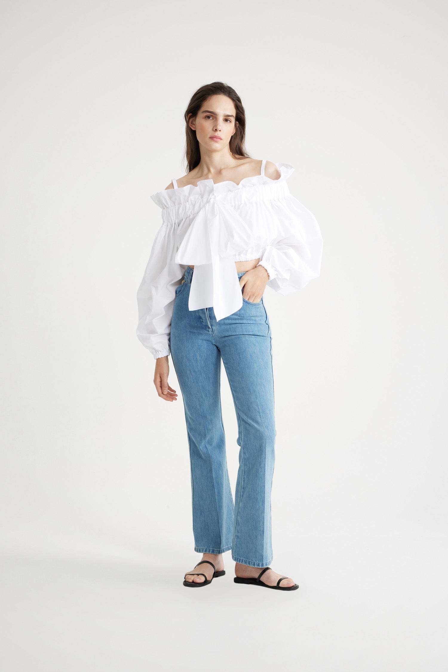 Shop Patou Bow-detail Cotton Crop Top In White