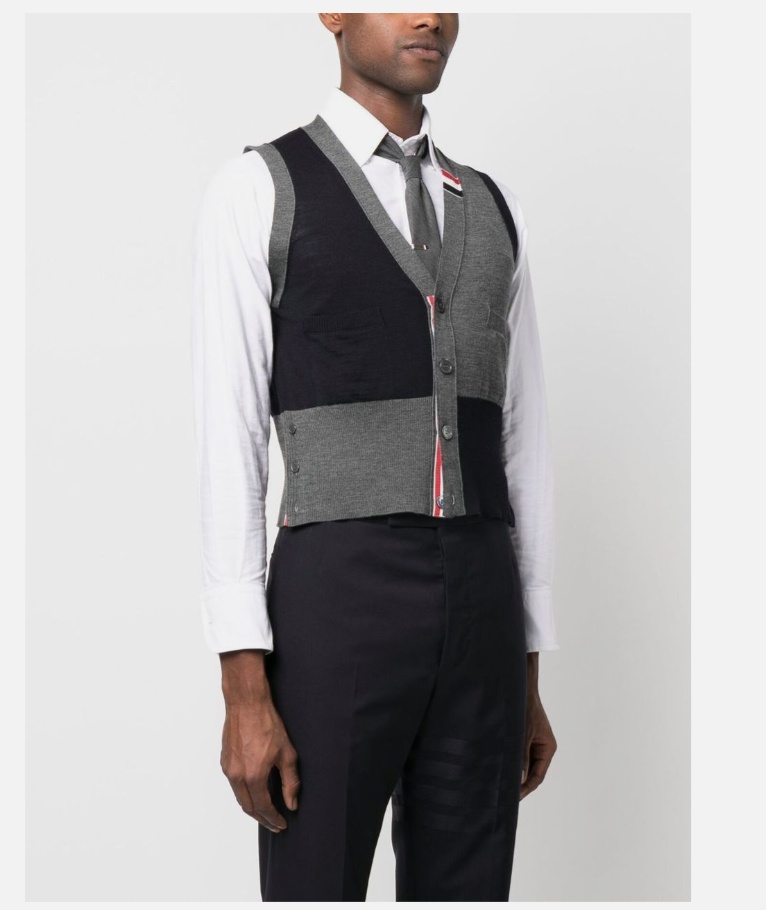 THOM BROWNE THOM BROWNE PANELLED BUTTON-UP CARDIGAN