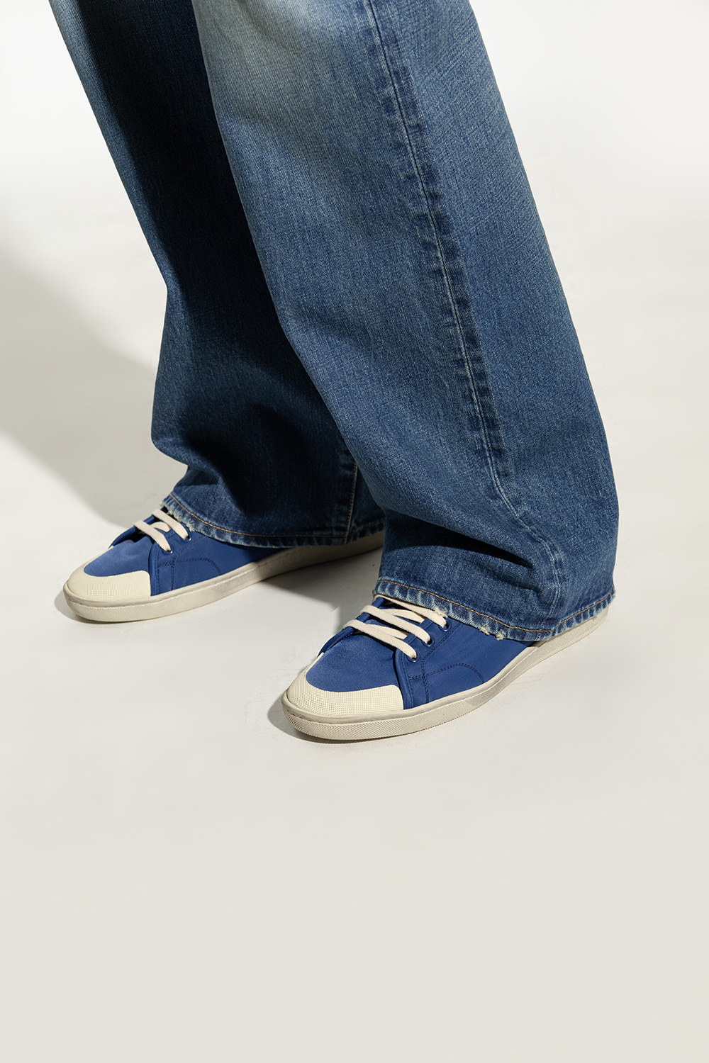 Saint Laurent Blue Sl 39 Court Classic Logo Mid Top Sneakers In Blue