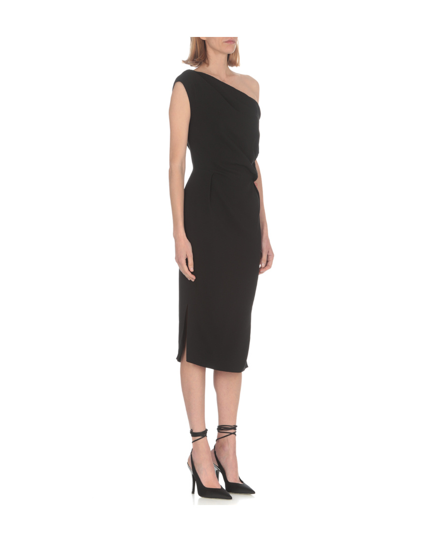 Alexandre Vauthier One-shoulder Draped Midi Dress In Black