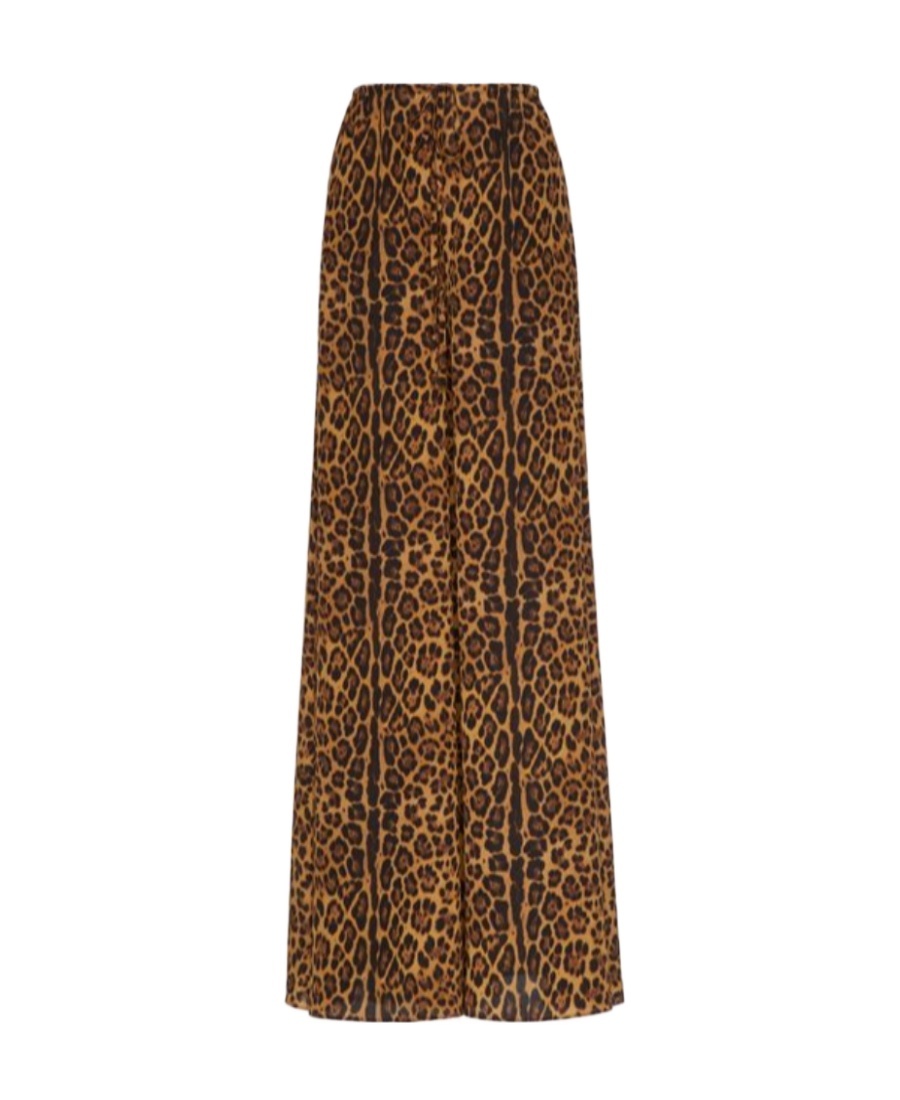 Valentino Leopard Print Crepe Chine Casual Pants