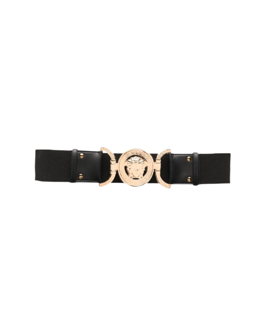 Versace Medusa-plaque Leather Belt In Black