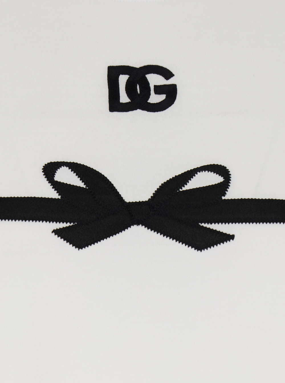 Dolce & Gabbana Embroidered Bow Detail Jersey T-shirt In White