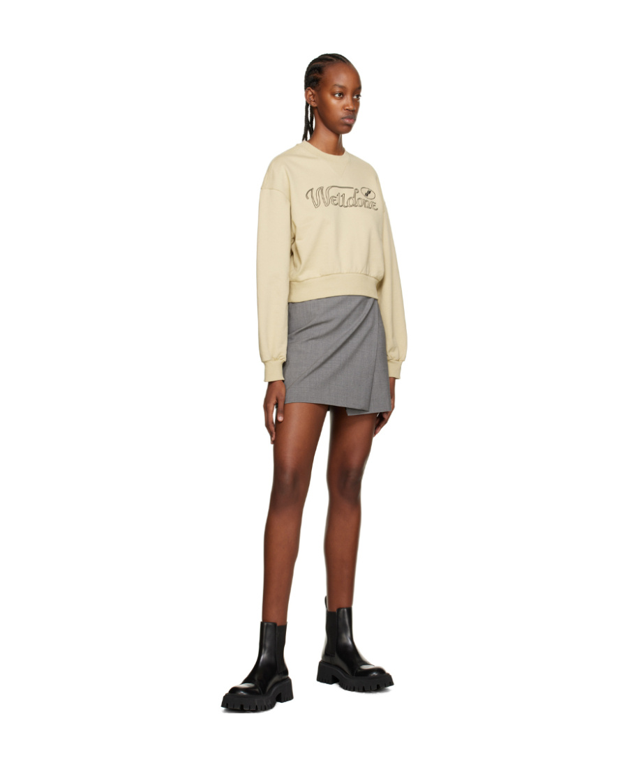 We11 Done Logo-print Cropped Sweatshirt In Nude
