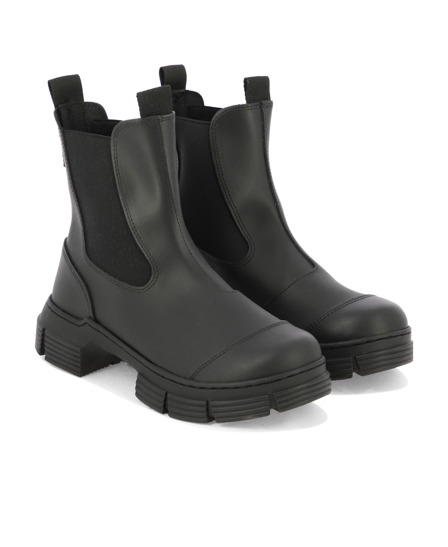 Shop Ganni Black Rubber City Boots