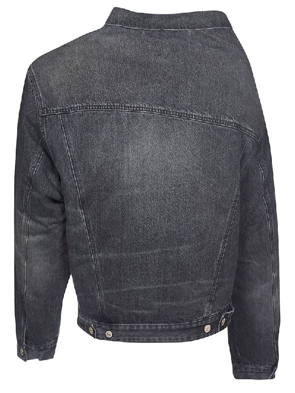 Balenciaga Lapel Button Denim Jacket In Gray