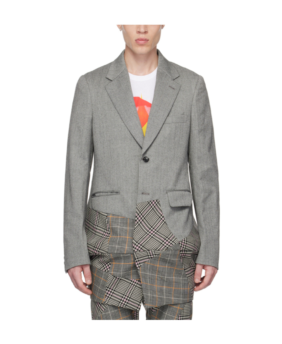 Comme Des Garçons Crinoline Long-sleeved Suit Jacket In Gray