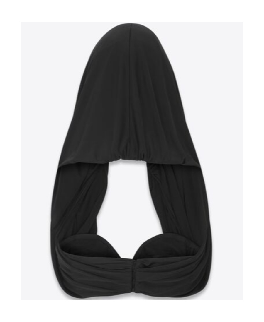 Saint Laurent Wide-strap Gathered Cropped Top In Black
