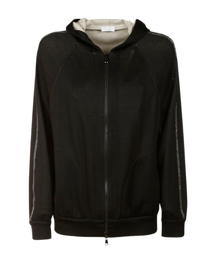 Brunello Cucinelli Bead-detail Hooded Jacket In Black