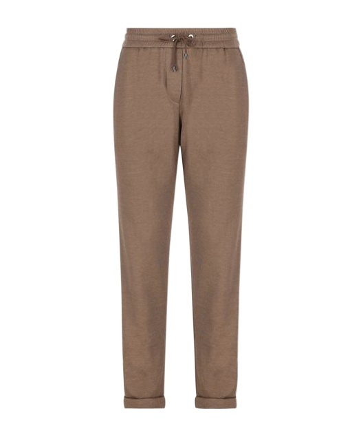 Brunello Cucinelli Women Cotton And Silk Blend Trousers In Brown