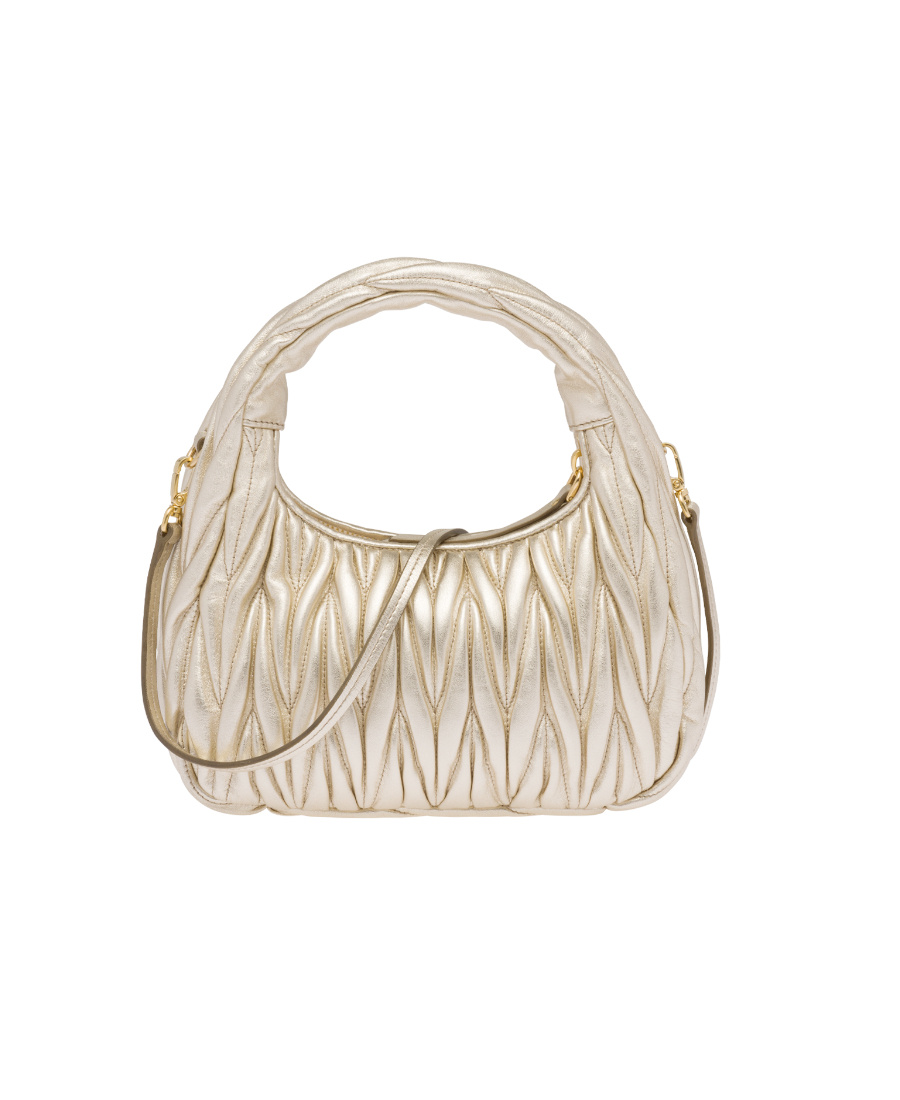 Miu Miu Lamb Leather Quilted Shoulder Bag In Nude