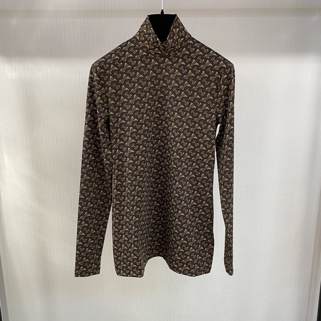 Burberry Tb Monogram Turtleneck Top In Brown