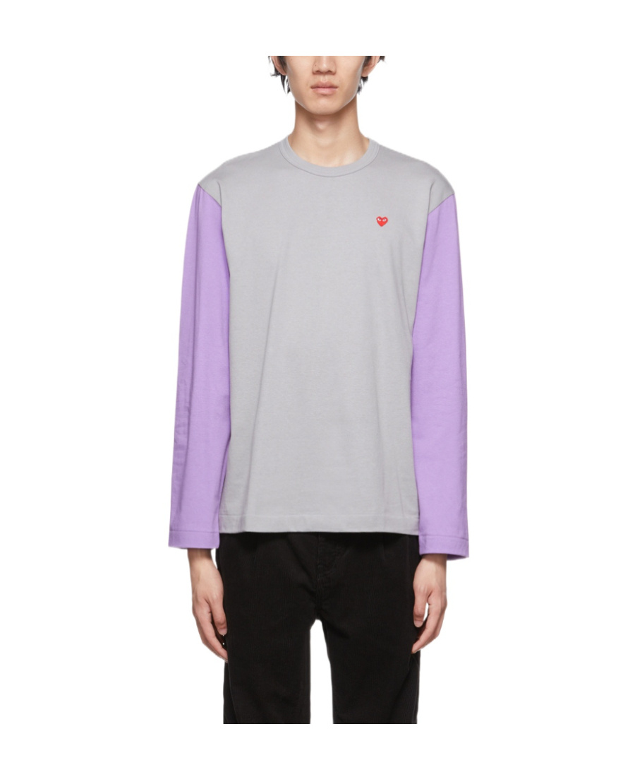 Comme Des Garçons Play Logo-embroidered Colour-block T-shirt In Multicolor