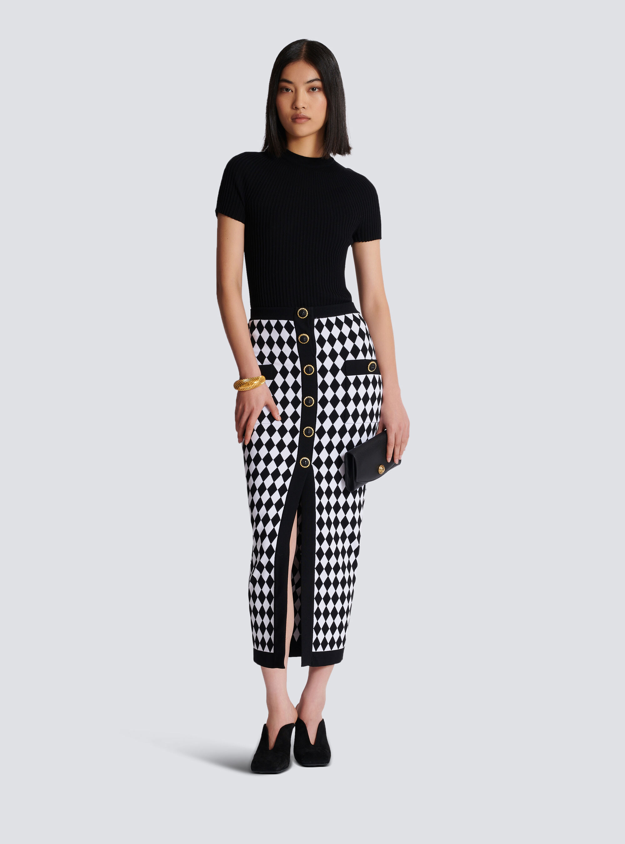Balmain Buttoned Midi Skirt In White