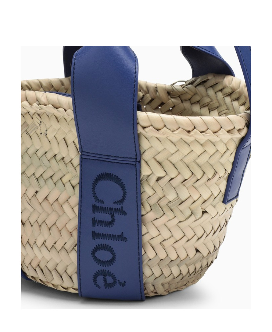 Chloé Chloe Small Sense Raffia Tote Bag In Blue