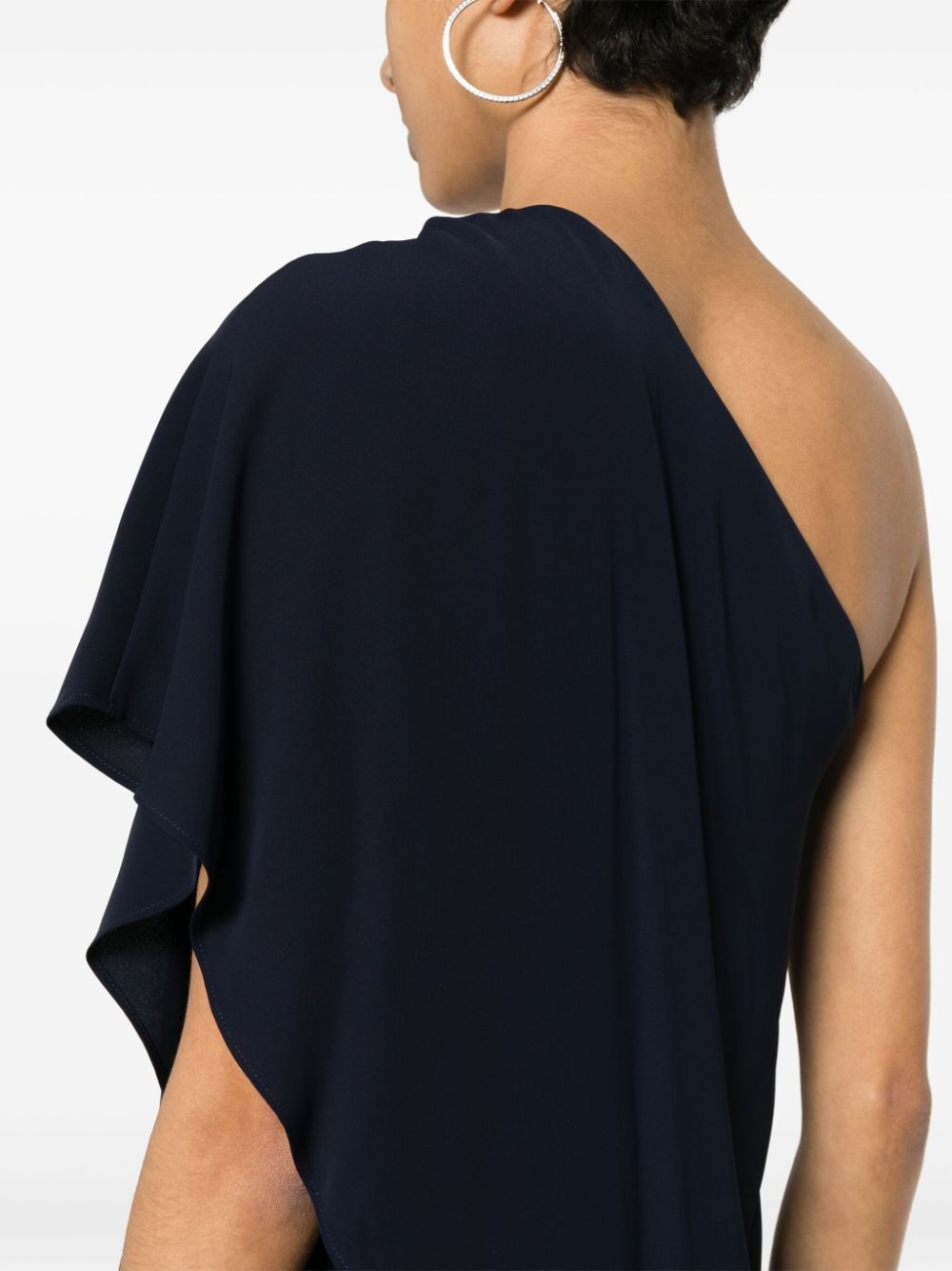 Shop Polo Ralph Lauren Cape Georgette One-shoulder Jumpsuit In Black