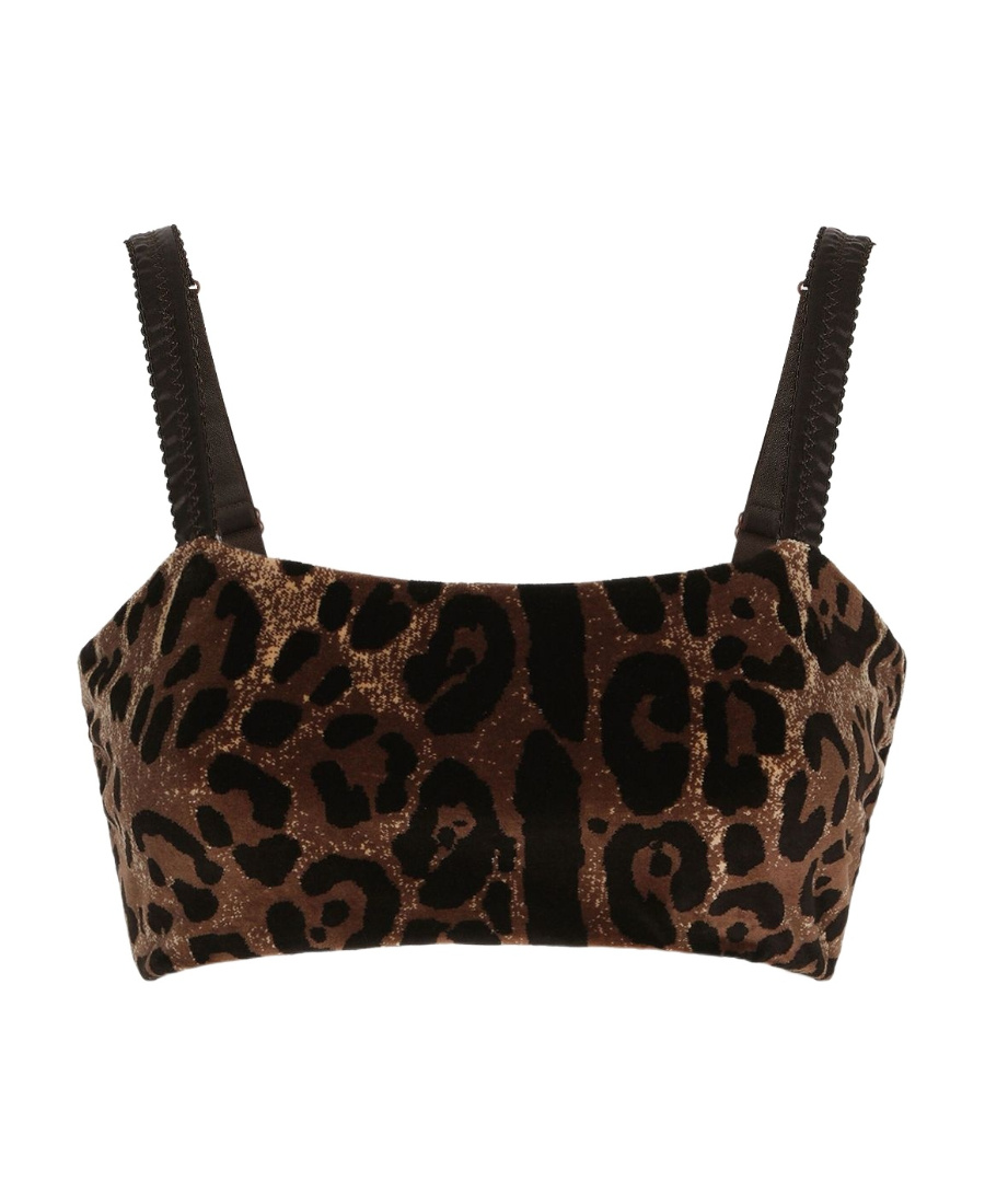 Dolce & Gabbana Cropped Leopard-jacquard Cotton-blend Chenille Top In Black