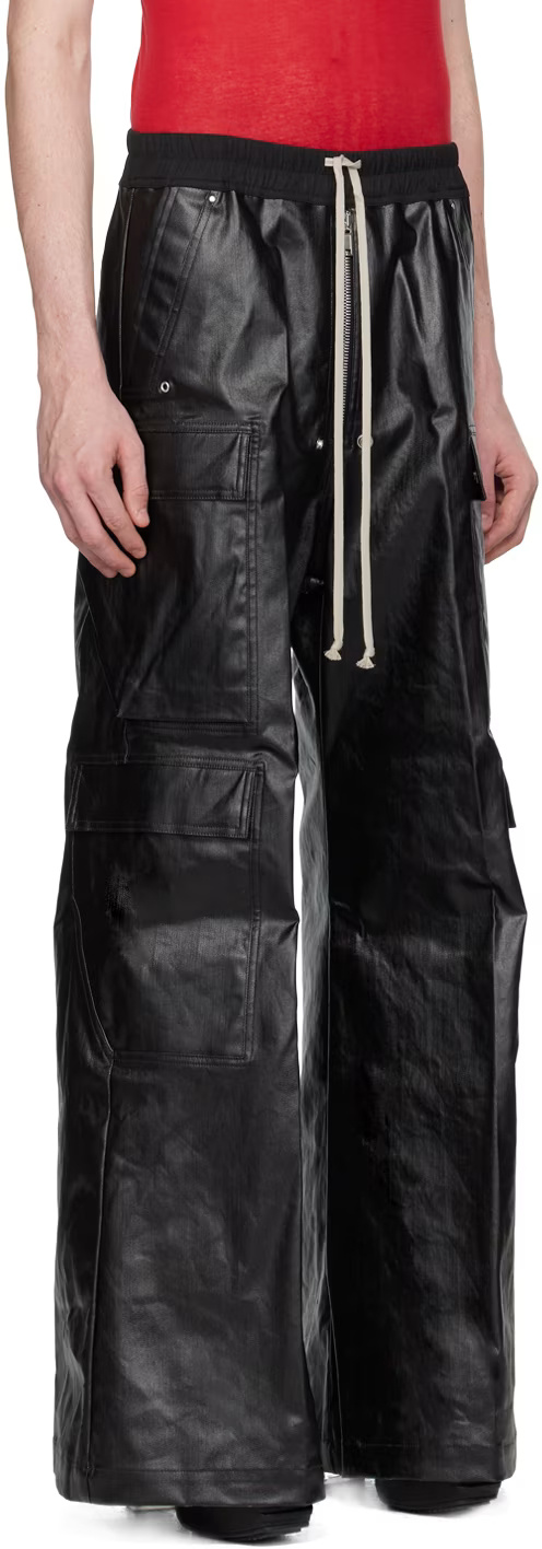 Rick Owens Black Porterville Cargobelas Cargo Pants In Black
