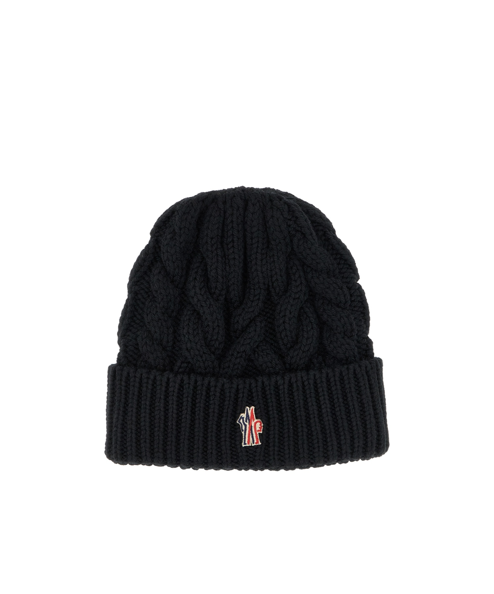 Moncler Grenoble Logo Patch Knitted Beanie In Black