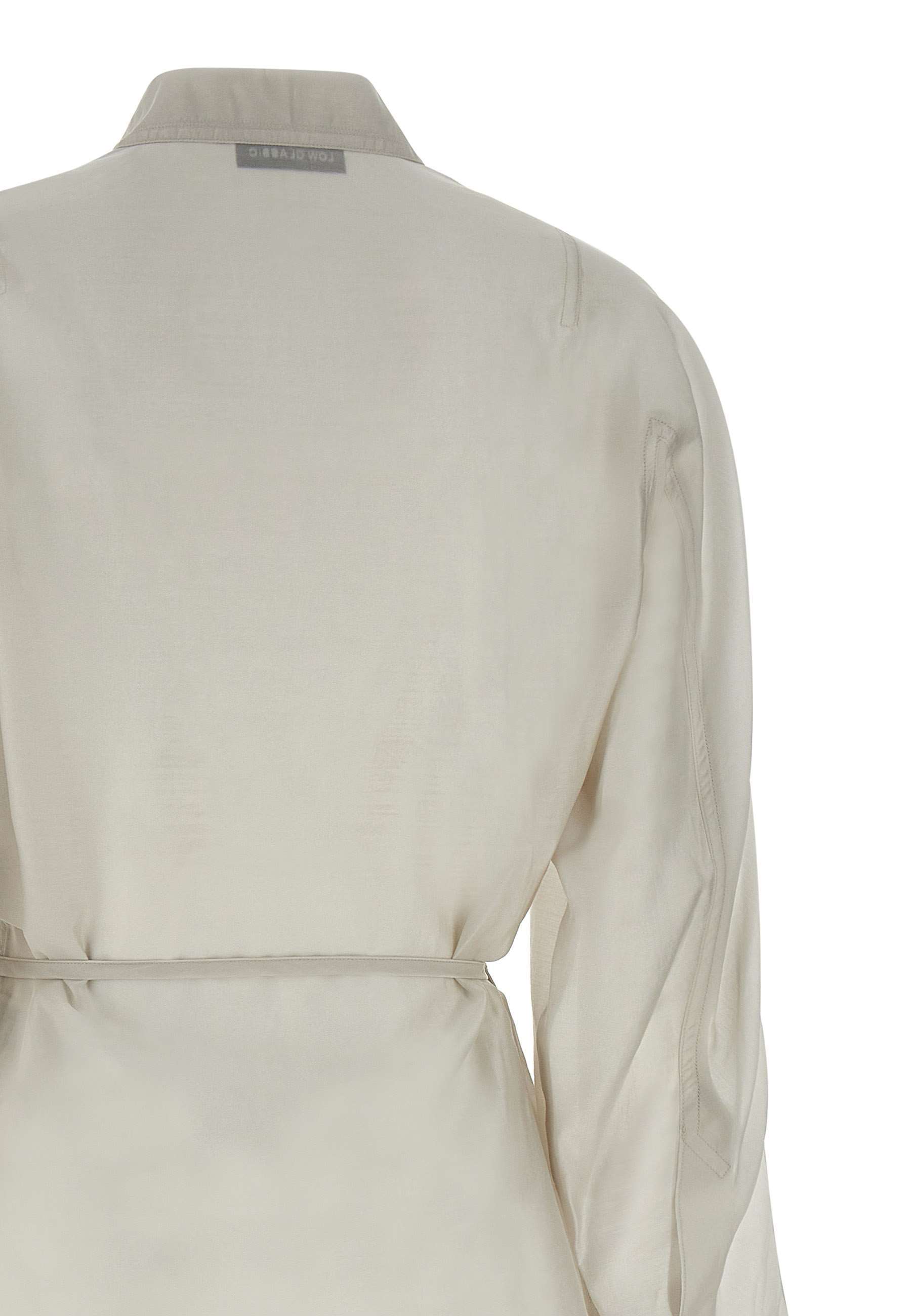 Low Classic White Shirt With Classic Collar And Rear Strap In Tech Fabric Woman In Beige