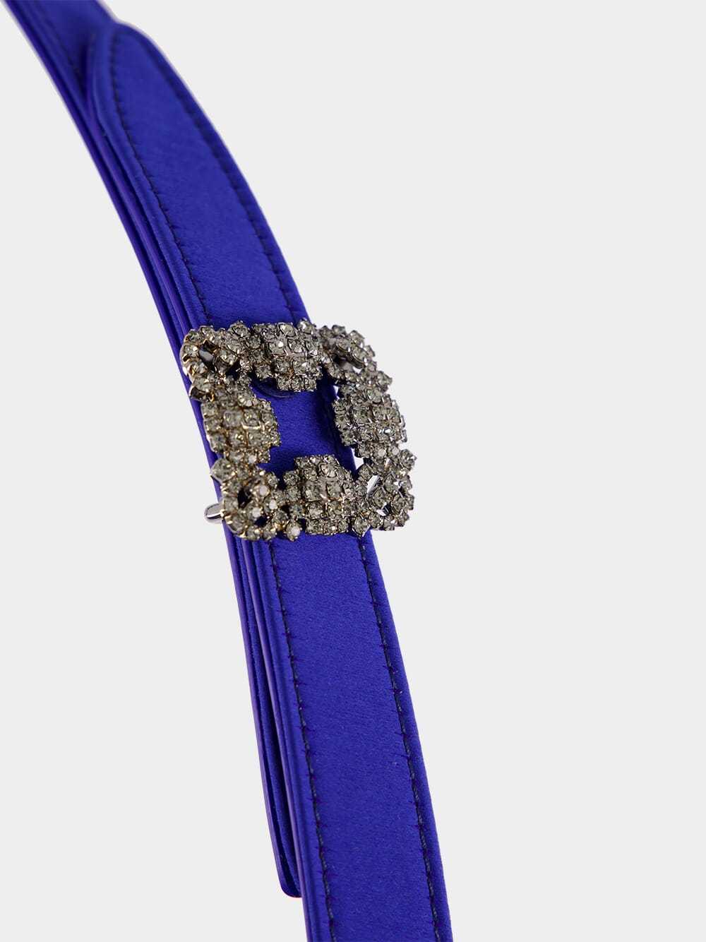 Manolo Blahnik Crystal Buckle Belt In Blue