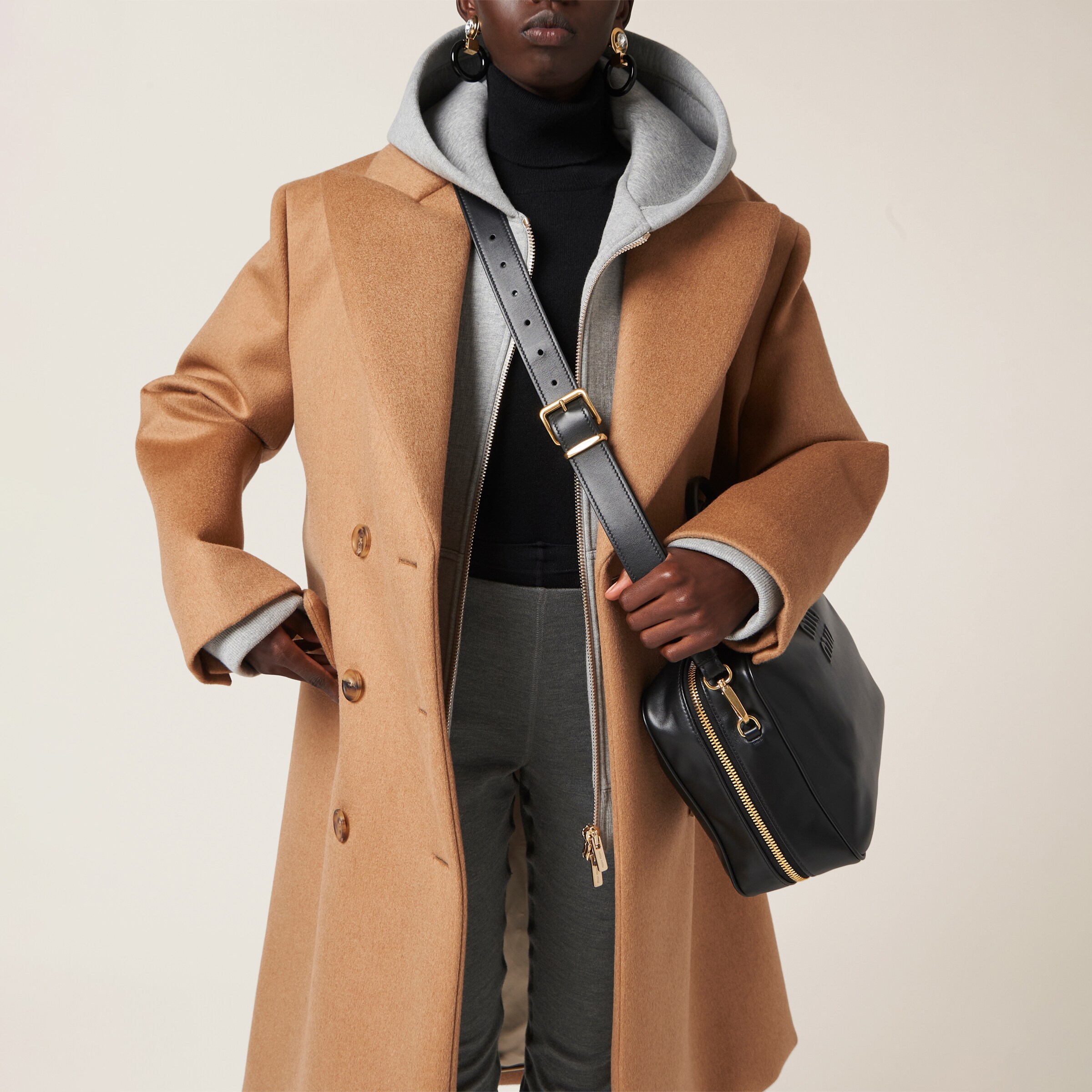 Miu Miu Double-breasted Camel Hair Coat In Brown