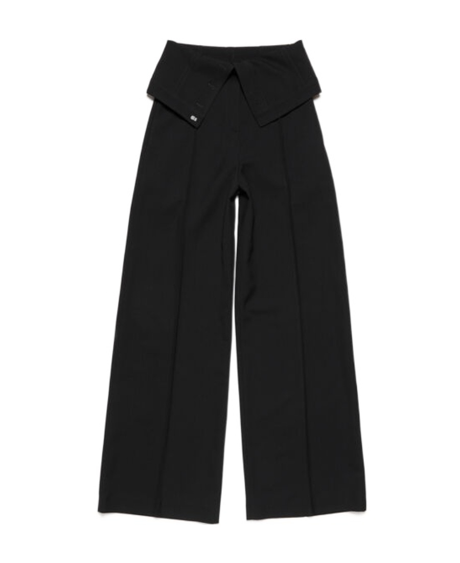 Acne Studios Folded Waist Straight-leg Trousers In Black