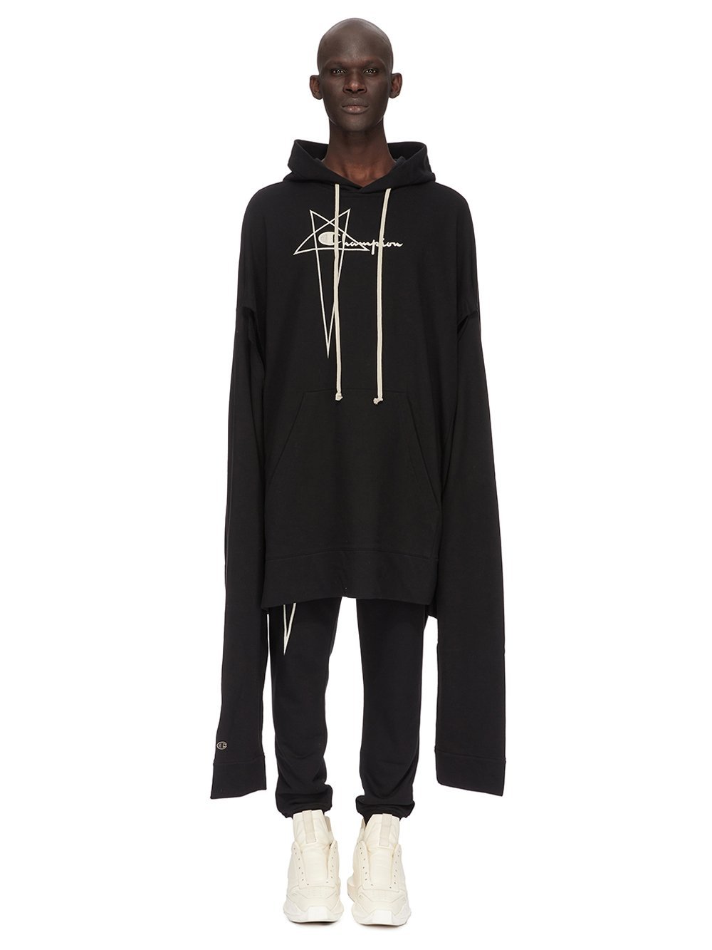 Rick Owens Logo-embroidered Organic Cotton Track Pants In Black