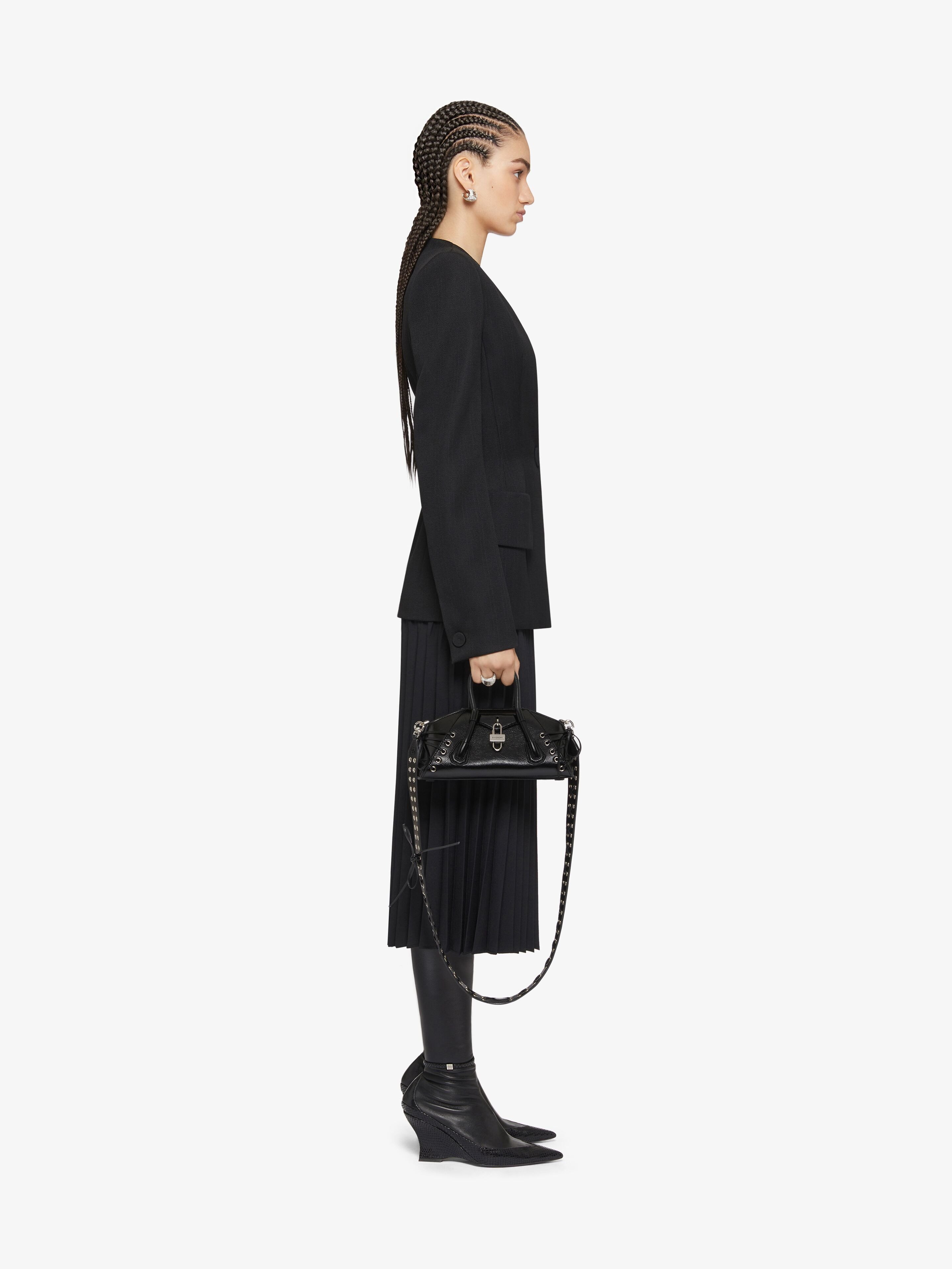 Givenchy Pleated Skirt In Wool With 4 Detail In Black