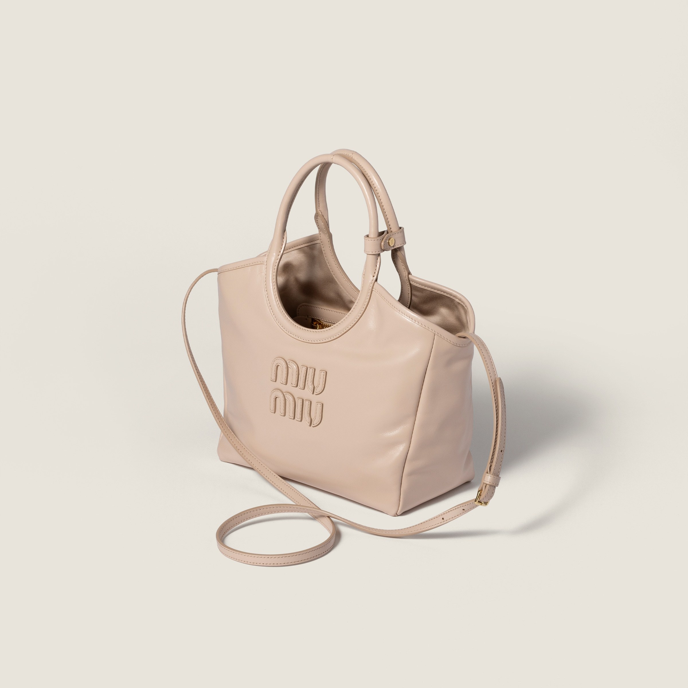 Miu Miu Ivy Logo Shoulder Bag In Neutral