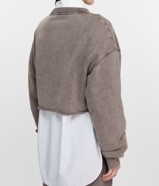 Acne Studios Round-collar Long-sleeve Hoodie In Gray