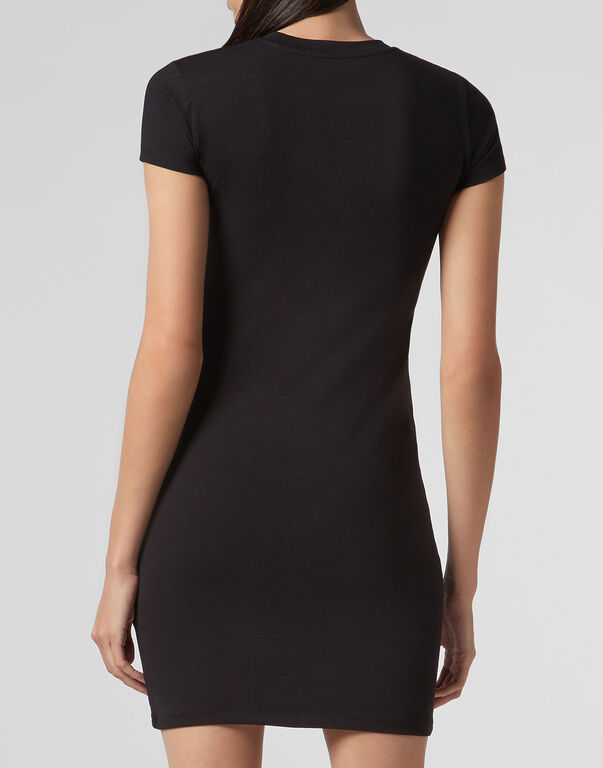 Philipp Plein Logo Details T-shirt Dress In Black