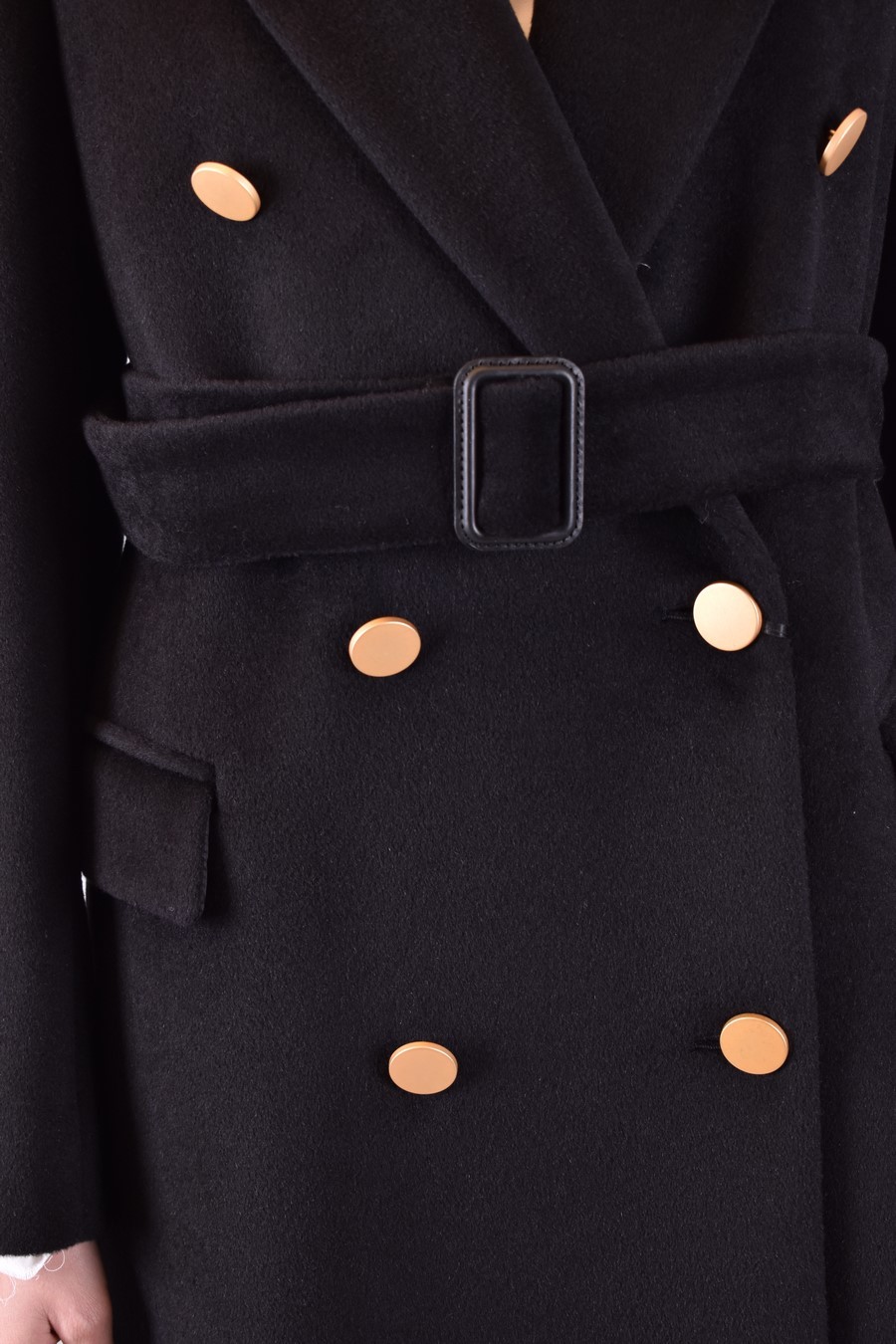 Tagliatore Waist Belted Long Length Jacket In Black
