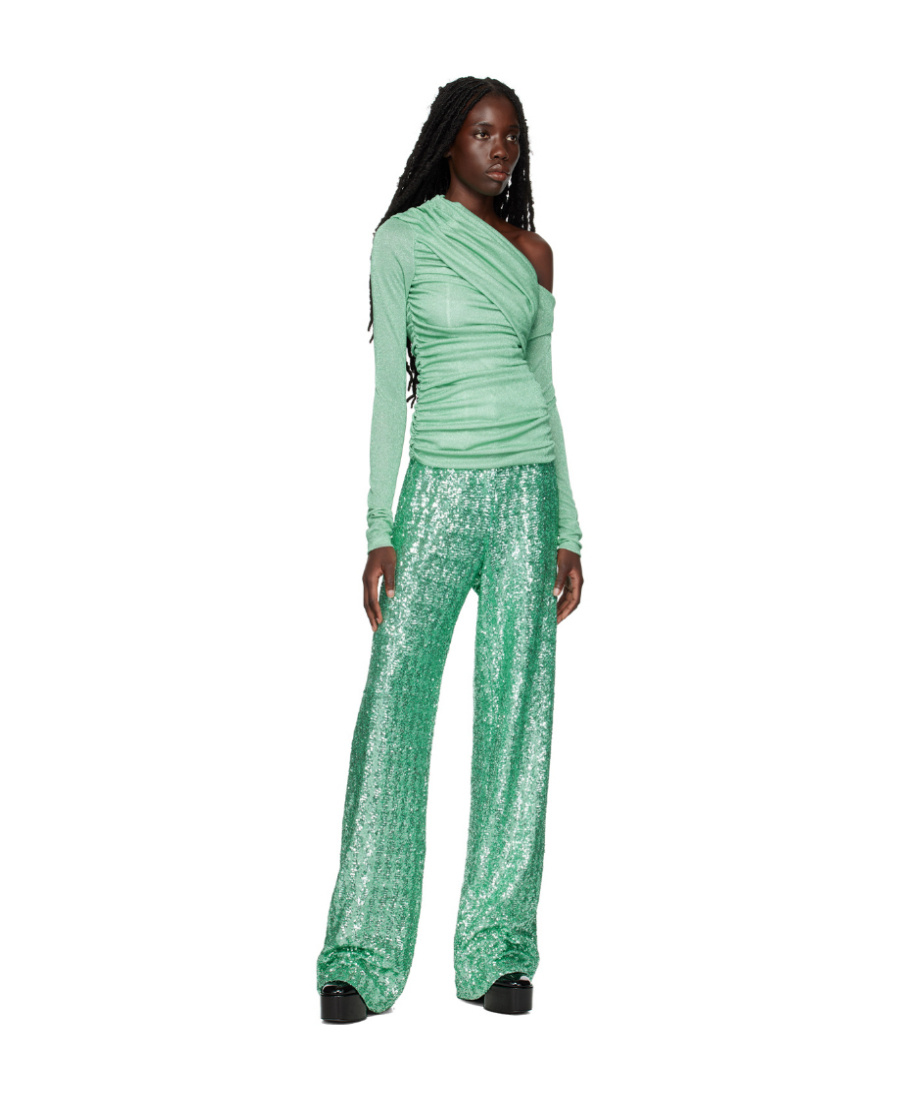 Msgm One-shoulder Draped Top In Green