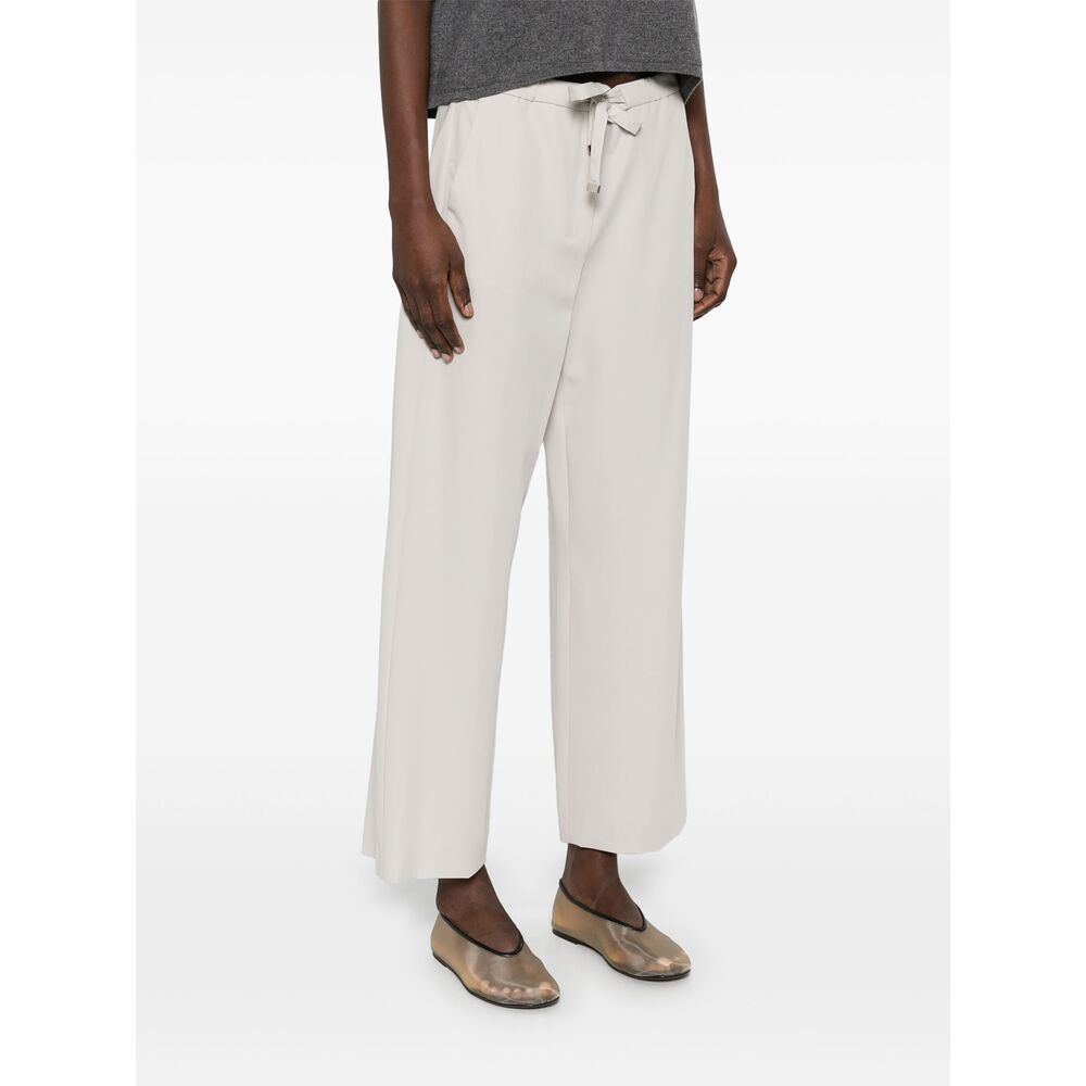 Max Mara Drawstring Wool Jogging Pants In White